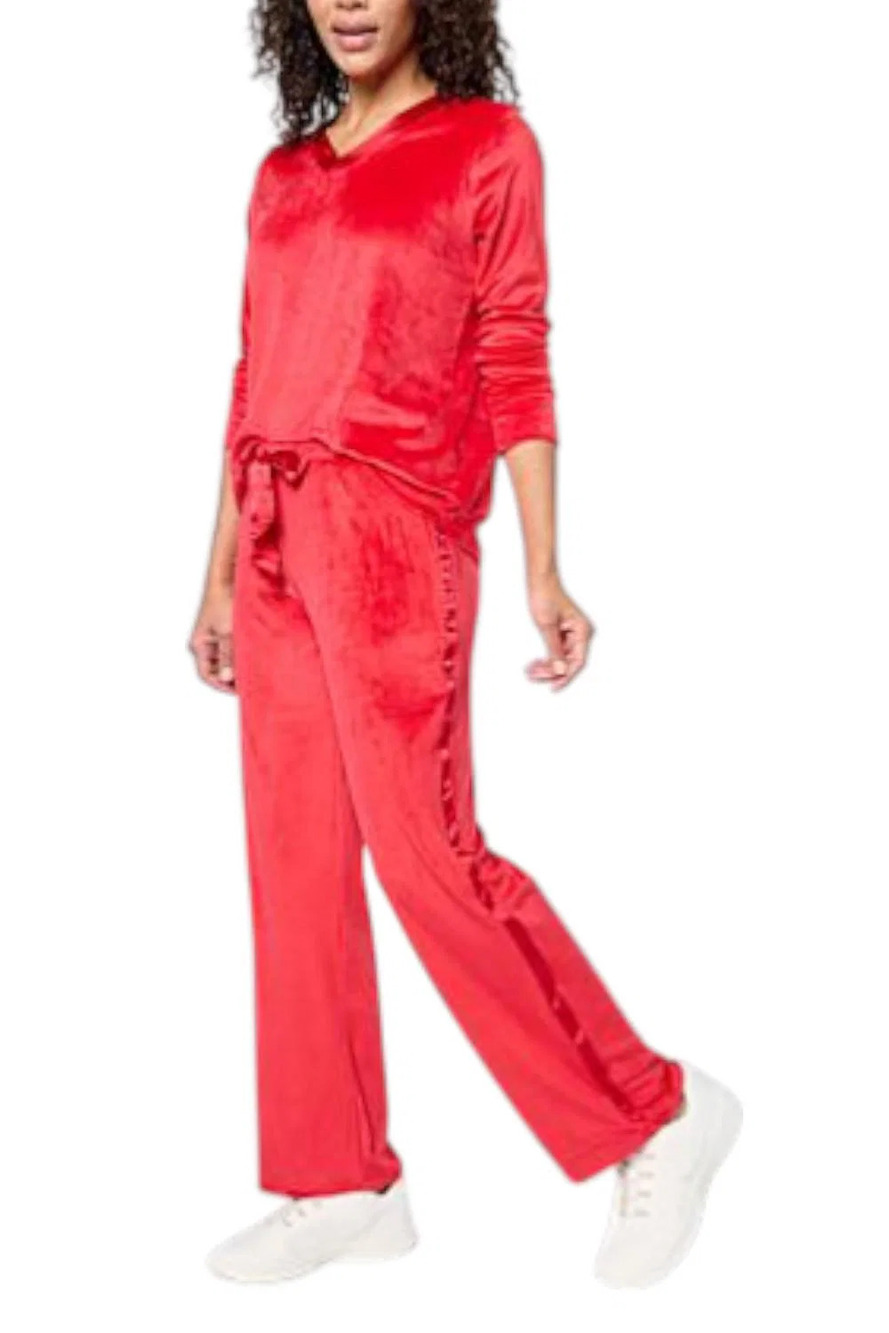 Comfort Code Women's 2 Piece Silky Velvet Satin Sleep Set Ruby - Regular